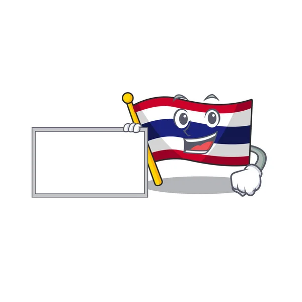 Mit Bord Flagge Thailand Cartoon auf geformten Maskottchen — Stockvektor