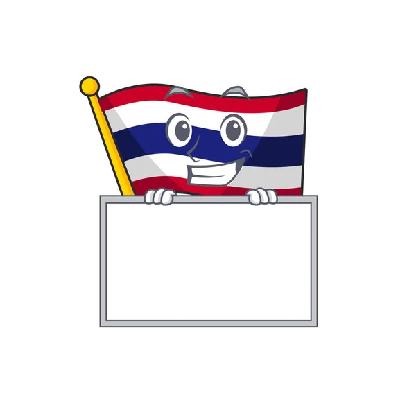 Ухмылка с флагом Таиланда мультфильм на форме талисмана — стоковый вектор