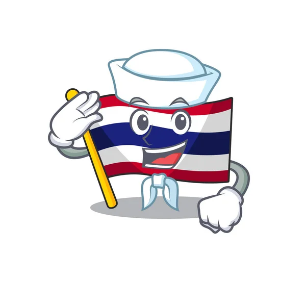 Sailor flag thailand cartoon on shaped mascot — Stock Vector