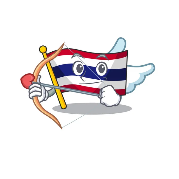 Drapeau Cupidon thailand dessin animé sur mascotte en forme — Image vectorielle