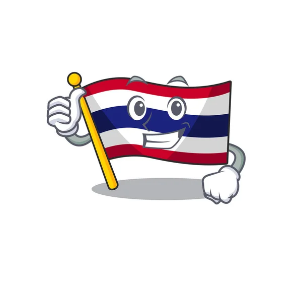 Pouce drapeau thailand isolé avec le caractère — Image vectorielle