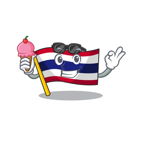 Avec drapeau de crème glacée thailand isolé avec le caractère — Image vectorielle