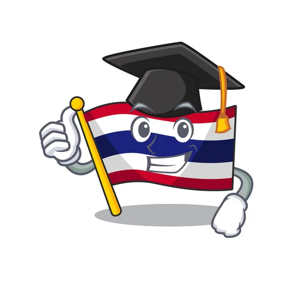 Graduation flag thailand isolated with the character — Stock Vector