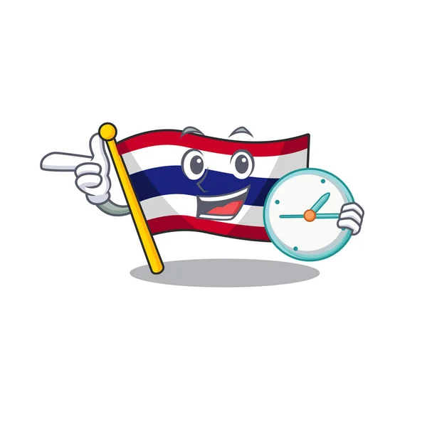 Avec drapeau d'horloge thailand isolé avec le caractère — Image vectorielle