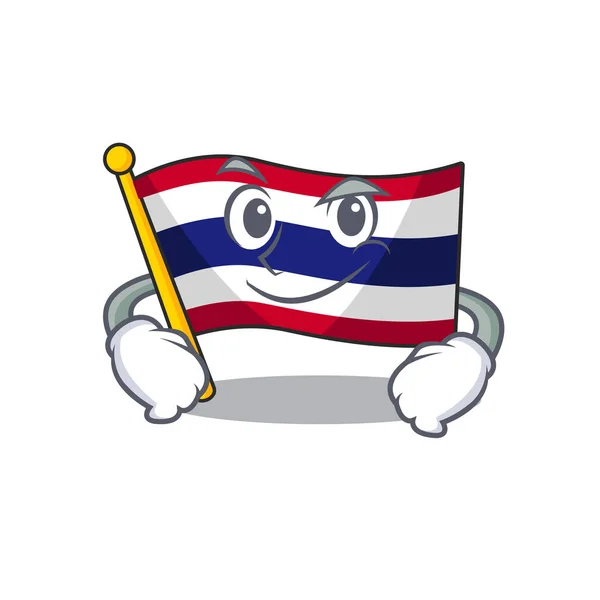 Drapeau souriant thailand isolé avec le caractère — Image vectorielle