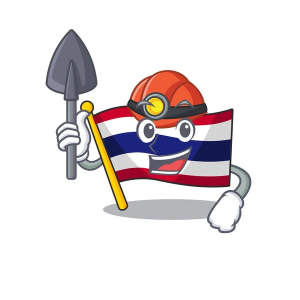 Mineiro bandeira tailandês desenho animado é armazenado armário de caráter — Vetor de Stock