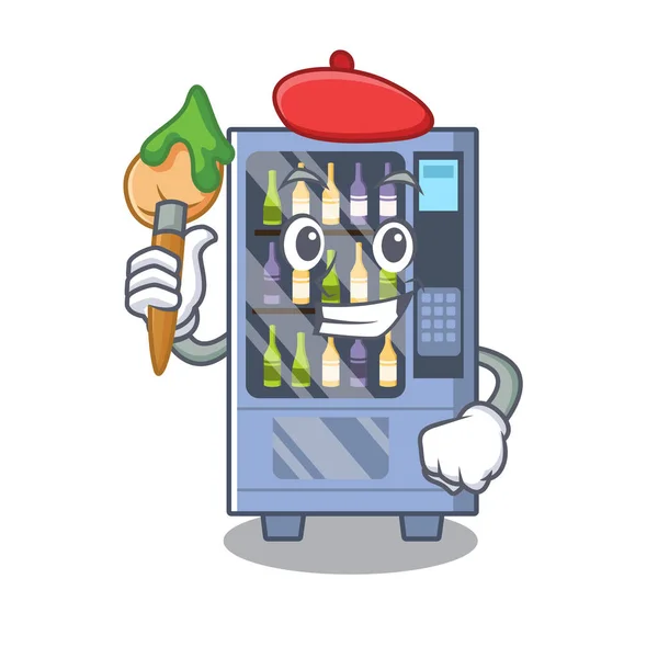 Художник мультфильм винный торговый автомат на стол персонажа — стоковый вектор