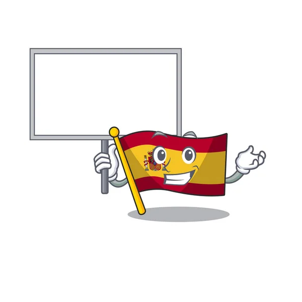 Llevar banderas de España de carácter de tabla formadas con dibujos animados — Vector de stock