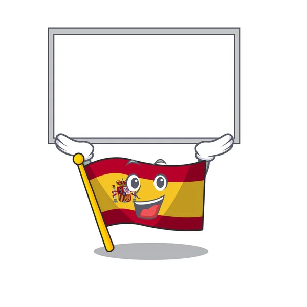 Banderas de españa de carácter de tablero formado con dibujos animados — Vector de stock