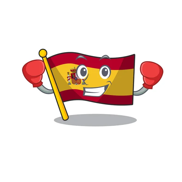 Banderas de España personaje de boxeo formado con dibujos animados — Archivo Imágenes Vectoriales