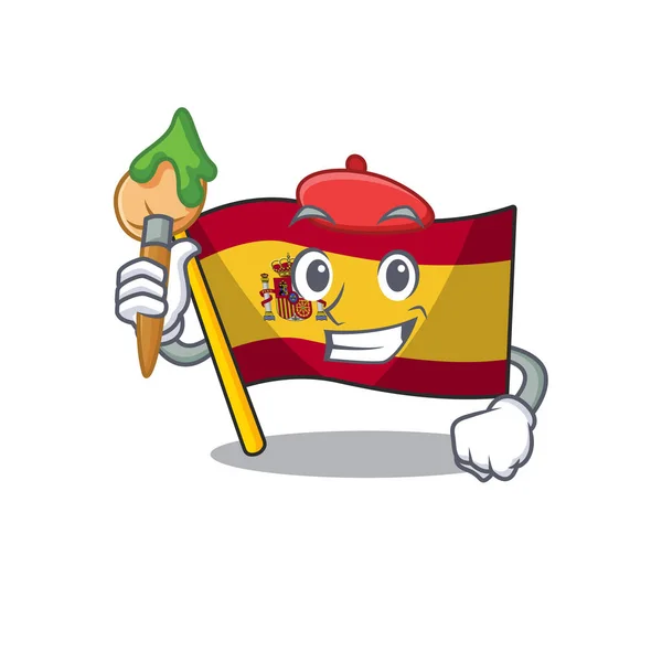 Banderas de España del personaje del artista formadas con dibujos animados — Vector de stock
