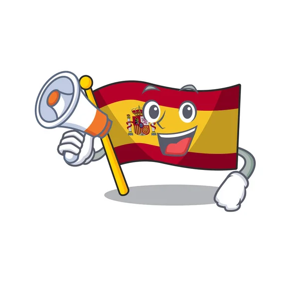 Megafon karakteri ile çizgi filmlerle oluşan İspanya bayrakları — Stok Vektör