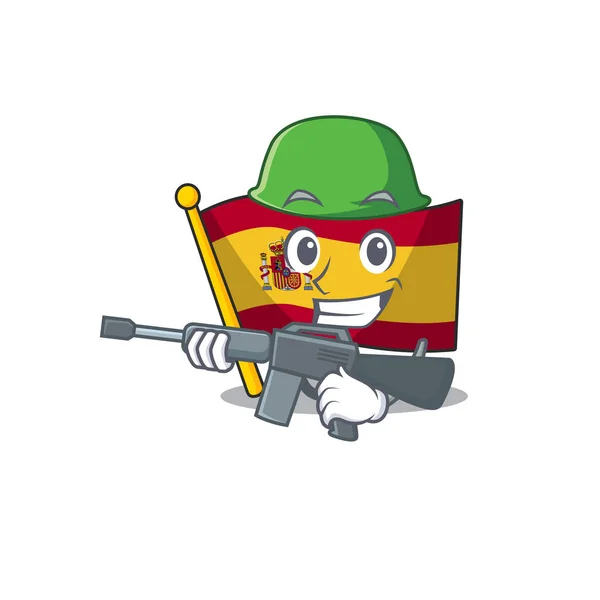 Ordu karakteri İspanya bayrakları karikatürler ile kuruldu — Stok Vektör
