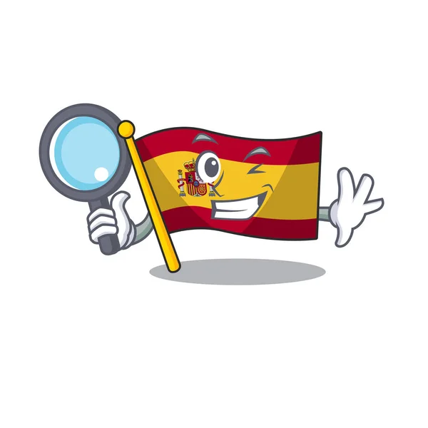 Detective personagem espanha bandeira é armazenada gaveta dos desenhos animados — Vetor de Stock