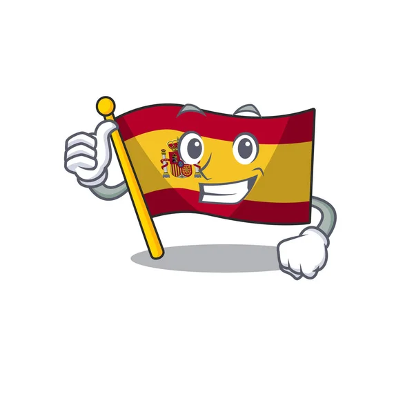 Pulgares hacia arriba carácter bandera de España se almacena cajón de dibujos animados — Archivo Imágenes Vectoriales