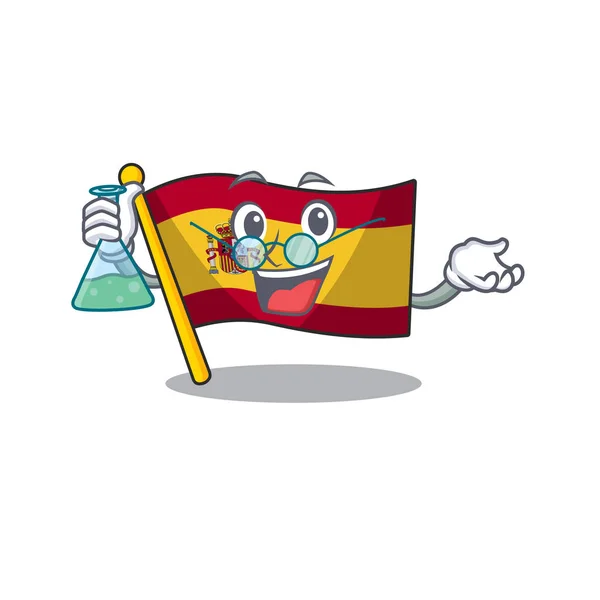Professore personaggio bandiera spagnola è memorizzato cassetto dei cartoni animati — Vettoriale Stock