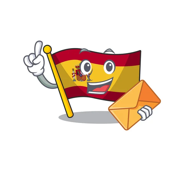 Com envelope bandeira de espanha personagem é armazenado gaveta dos desenhos animados — Vetor de Stock