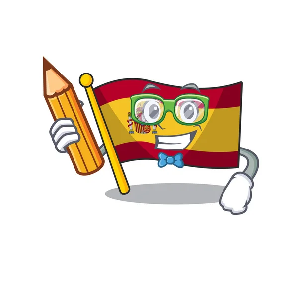 Drapeau espagne de personnage étudiant est stocké tiroir de bande dessinée — Image vectorielle