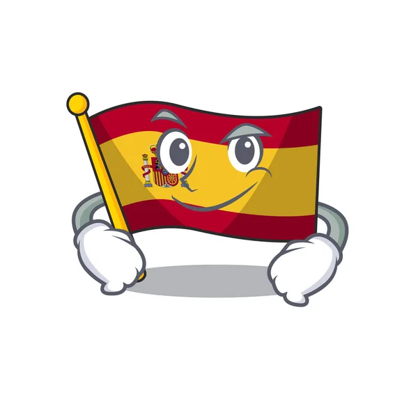 Smirking carácter bandera de España se almacena cajón de dibujos animados — Archivo Imágenes Vectoriales