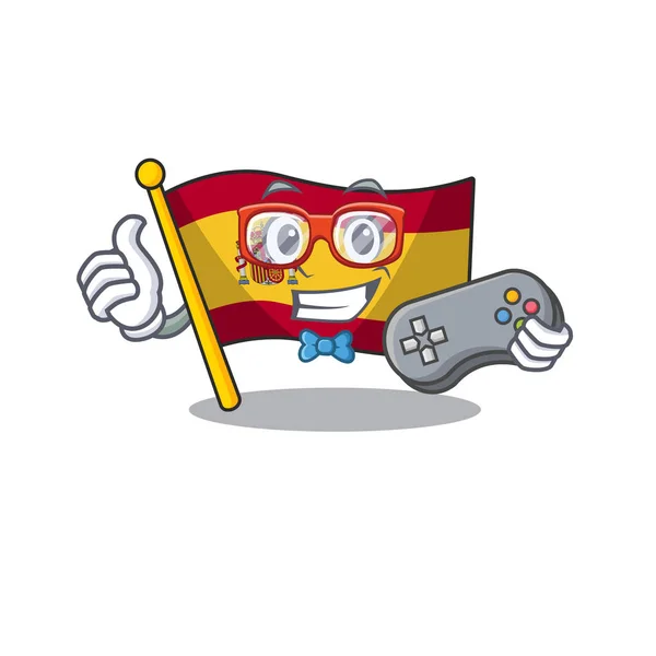 Gamer bandera españa aislada en la caricatura — Vector de stock