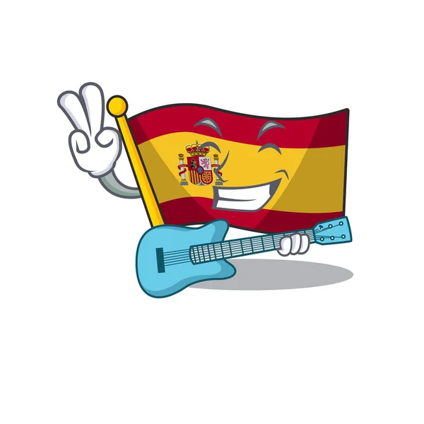 Com espanha bandeira de guitarra isolada nos desenhos animados —  Vetores de Stock