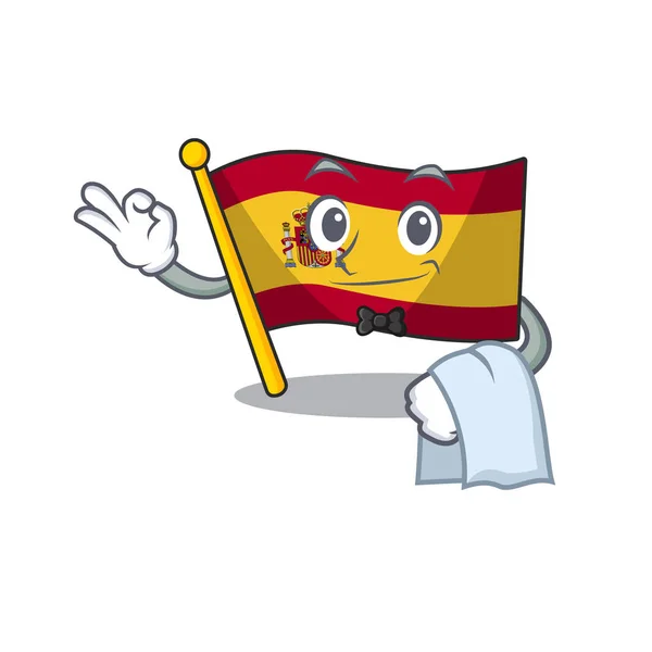 Bandera de camarero españa aislada en la caricatura — Archivo Imágenes Vectoriales