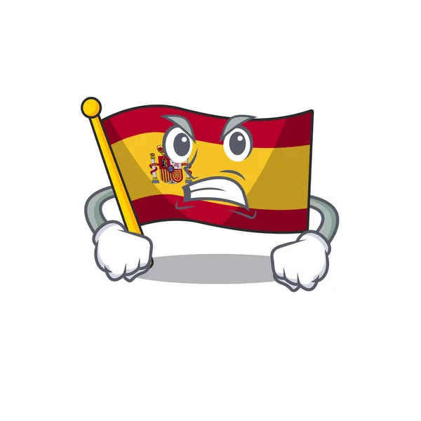 Bandiera arrabbiata spagna isolato nel cartone animato — Vettoriale Stock