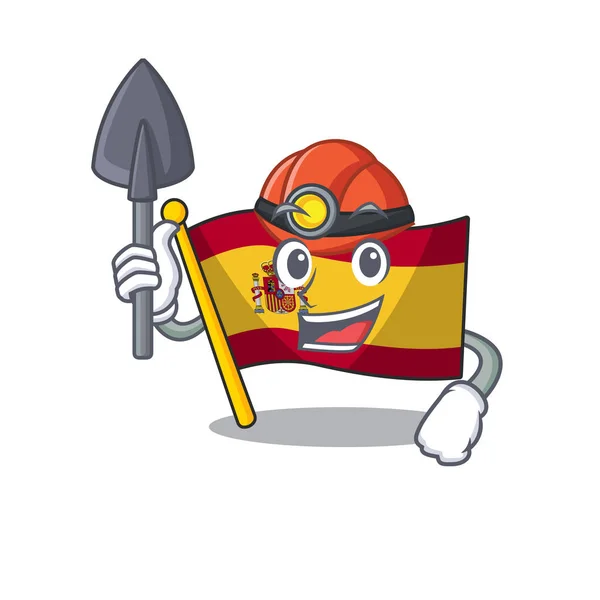 Vlajka Miner Španělsko izolovaná v kresleném seriálu — Stockový vektor