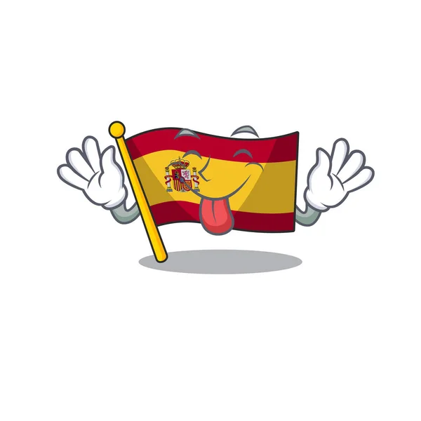 Tongue out flag spain with in the mascot shape — Stock Vector