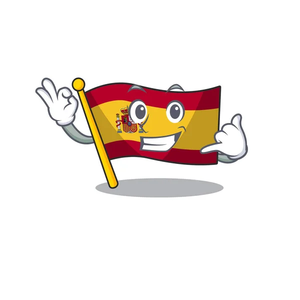 Zadzwoń do mnie flaga Hiszpanii z w kształcie maskotki — Wektor stockowy