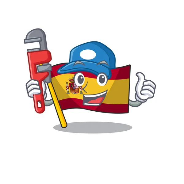 Plumber flag spain with in the mascot shape — Stock Vector