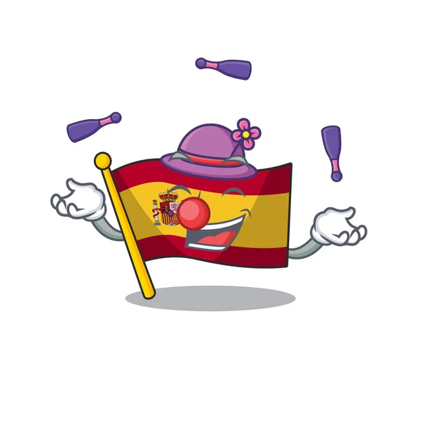 Жонглирование флагом Испании в форме талисмана — стоковый вектор