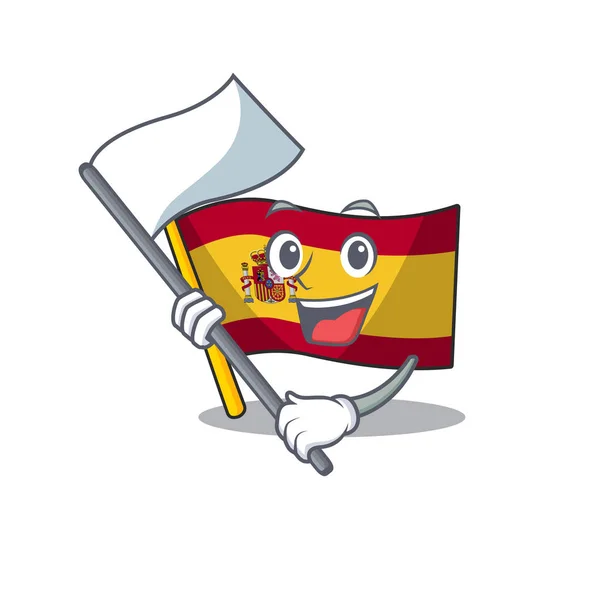 Med flagg flagga Spanien med i maskot form — Stock vektor