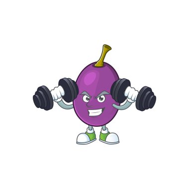 Beyaz arka planda Fitness winne meyve çizgi film karakteri