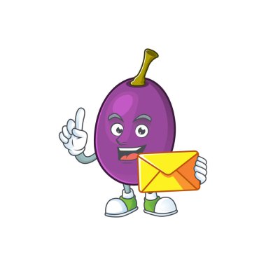 İçecek için maskot ile zarf winne meyve ile