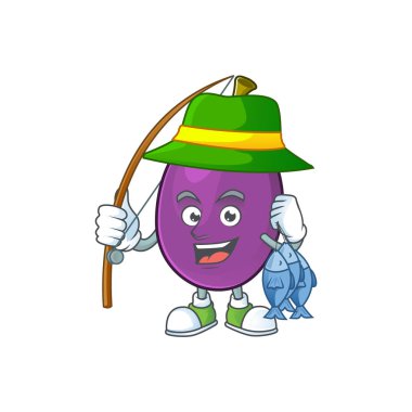 Balıkçılık winne meyve sevimli maskot karikatür tarzı