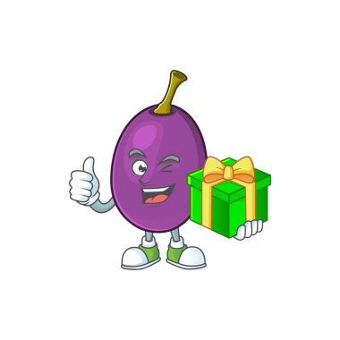 Hediye winne meyve sevimli maskot karikatür tarzı ile