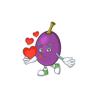 kalp winne meyve sevimli maskot karikatür tarzı ile
