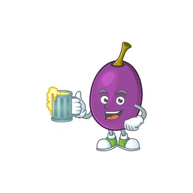 meyve winne meyve sevimli maskot karikatür tarzı ile