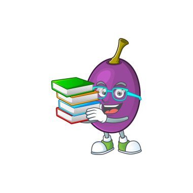 Bir karakter karikatür kitap lezzetli winne meyve ile Öğrenci