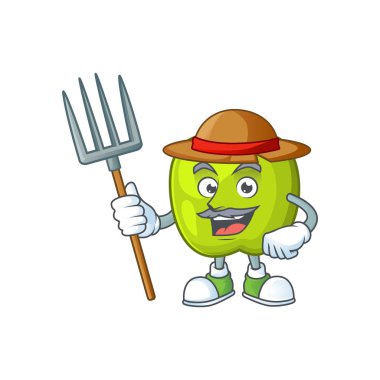 Yeşil elma karakter maskotu çiftçi büyükanne smith