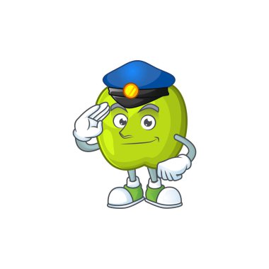 Yeşil elma karakter maskotu polis büyükanne smith