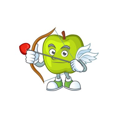 Yeşil elma karakter maskotu Cupid granny smith