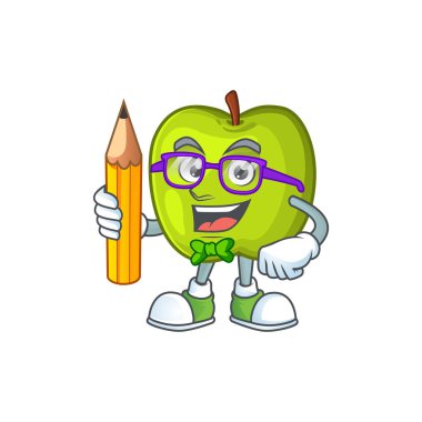 Öğrenci karakter büyükanne smith maskot ile yeşil elma