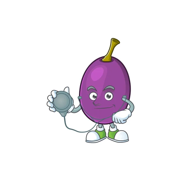 Doctor winne personaje de dibujos animados de frutas sobre fondo blanco — Vector de stock