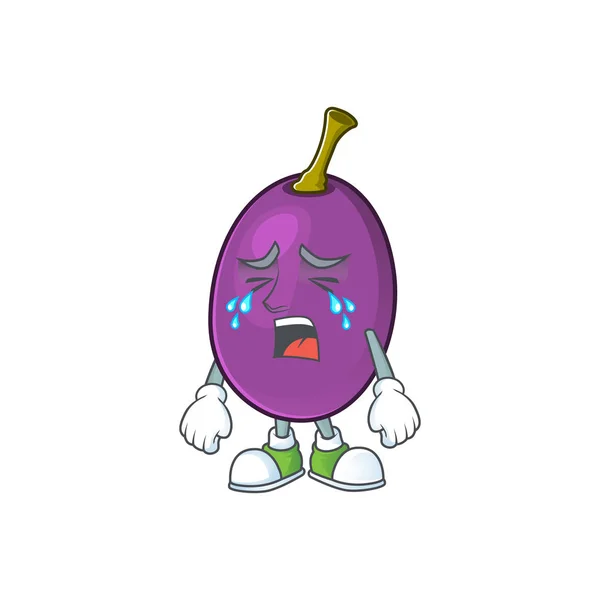 Chorando winne fruta bonito mascote estilo cartoon —  Vetores de Stock