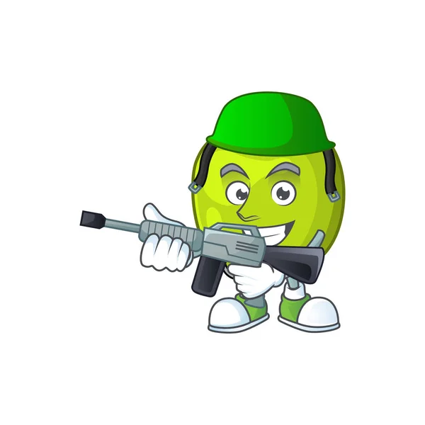 Armee Oma Schmied in einem grünen Apfel Charakter Maskottchen — Stockvektor