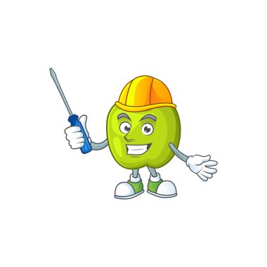 Sağlık maskotu için otomotiv granny smith elma karakteri