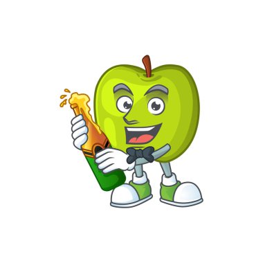 Sağlık maskotu için bira granny smith elma karakteri ile
