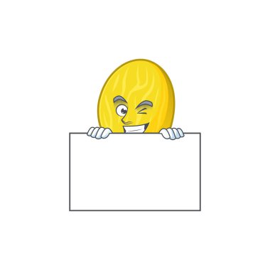 Tatlı maskotu için tahta kavun çizgi film karakteri ile sırıtarak